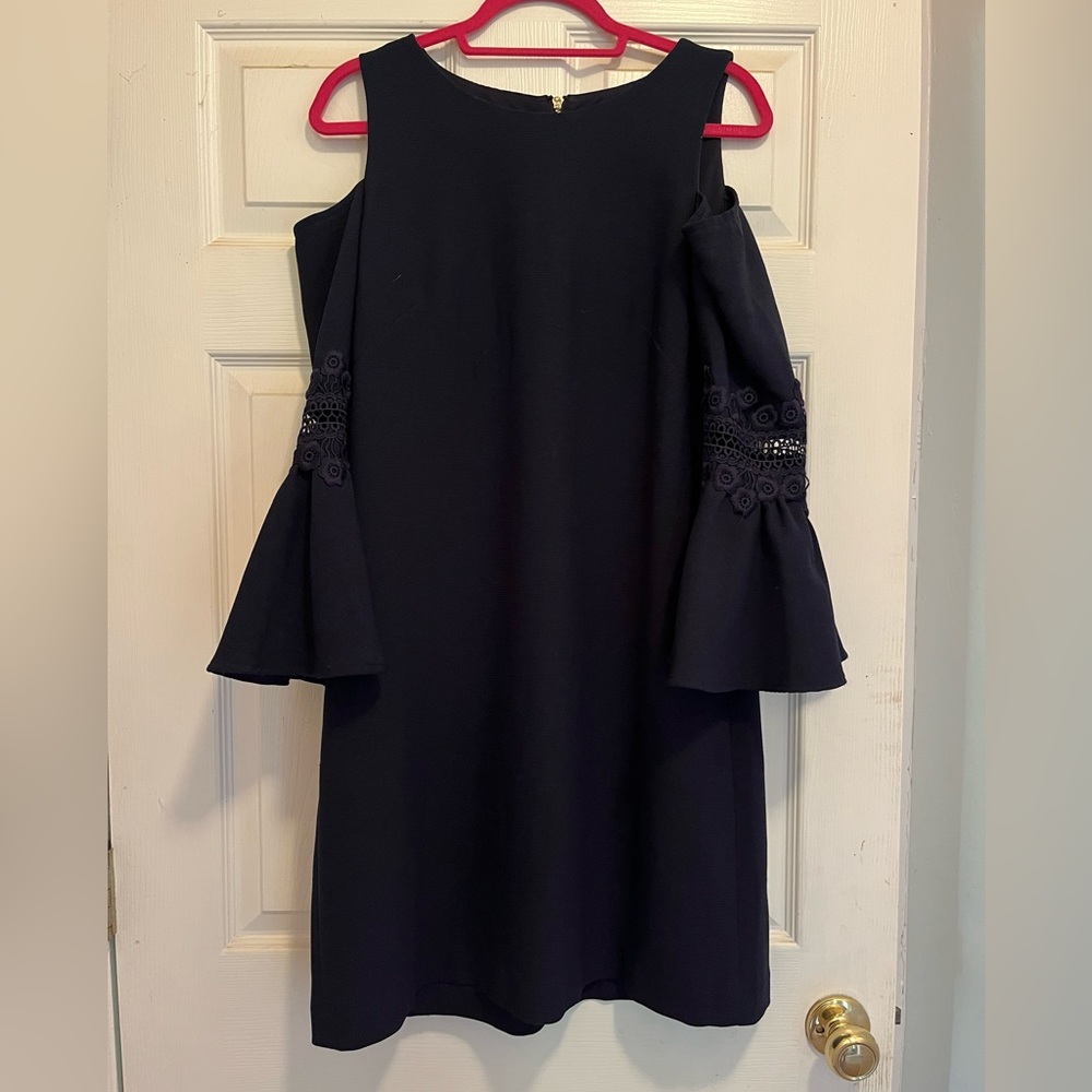 Navy Blue Eliza J Dress with flowy sleeves